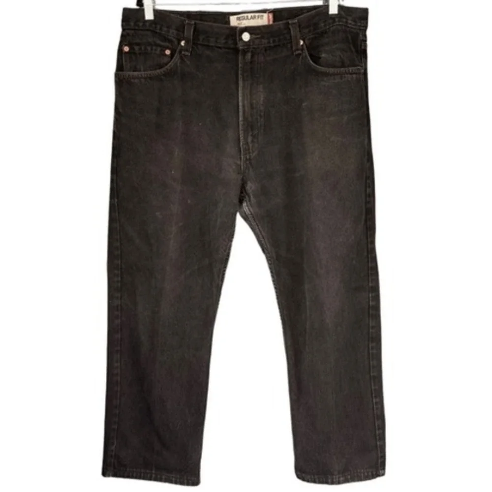 Levi's 505 Men's Jeans Black Denim‎ W40 L32 Regular Fit Straight Leg Cotton